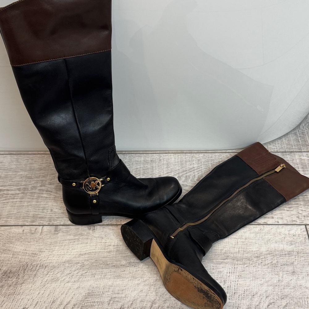 Michael Kors Two-Tone Black and Brown Boots